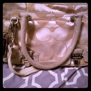 Coach F1176-18358 Tan/ Gold Canvas Satchel